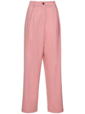 Плисирани вълнени панталон розово Frankremme