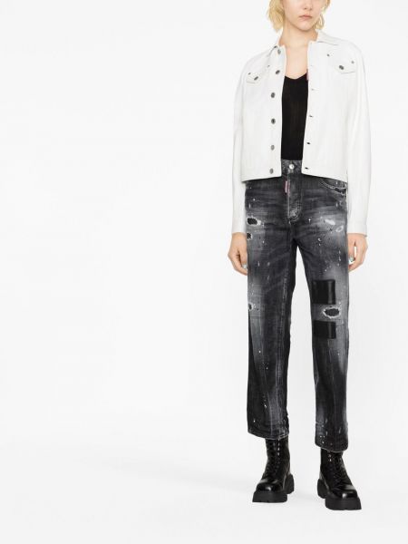 Distressed high waist boyfriend jeans ausgestellt Dsquared2 grau