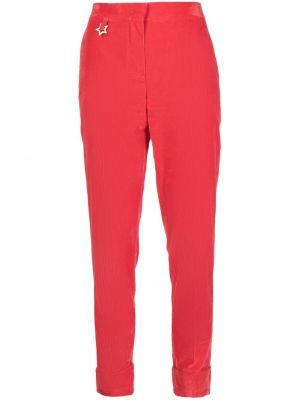 Spodnie sztruksowe slim fit Lorena Antoniazzi czerwone
