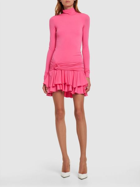 Mini bol dökümlü jersey jarse elbise Blumarine pembe