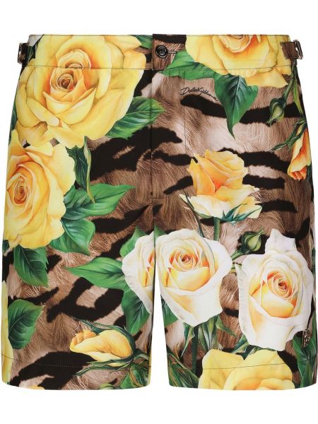 Geblümte shorts mit print mit tiger streifen Dolce & Gabbana braun