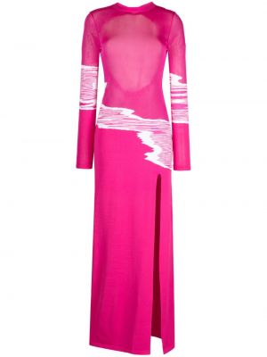 Prozorna večerna obleka Missoni roza