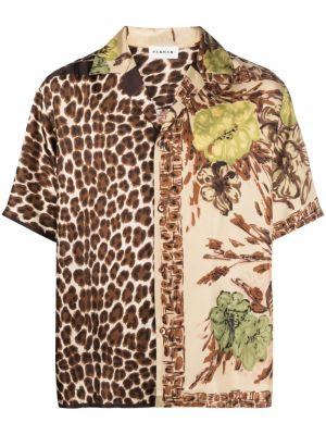 Leopardí košile s potiskem P.a.r.o.s.h. hnědá