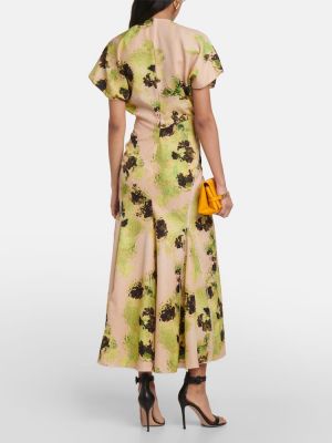 Midi obleka s cvetličnim vzorcem Victoria Beckham