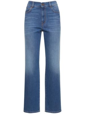 Bavlnené džínsy s rovným strihom Weekend Max Mara modrá