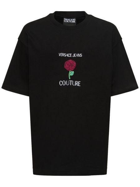 Памучна тениска бродирана Versace Jeans Couture