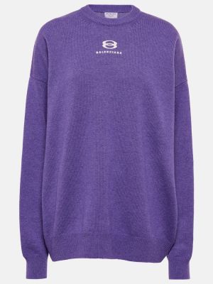 Кашмирен пуловер Balenciaga виолетово