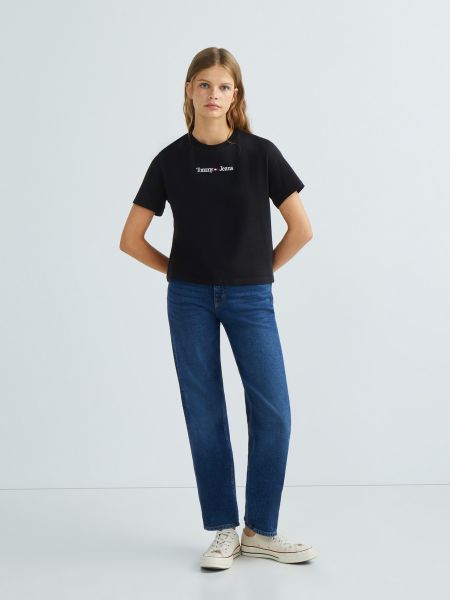Camiseta con bordado manga corta Tommy Jeans negro