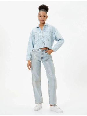 Kokvilnas džinsa krekls ar kabatām Koton