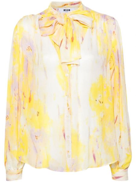 Košeľa s potlačou s abstraktným vzorom Msgm žltá