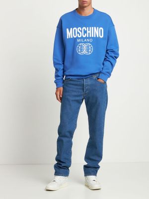 Jean droit en coton Moschino bleu