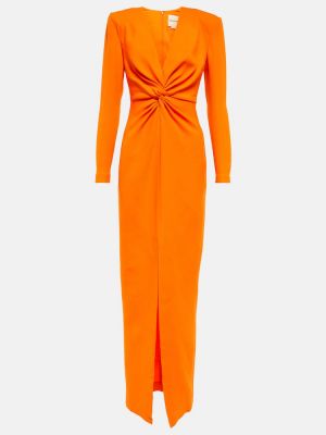 Hedvábné vlněné dlouhé šaty Roland Mouret oranžové