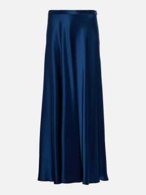 Saténová dlhá sukňa Polo Ralph Lauren modrá
