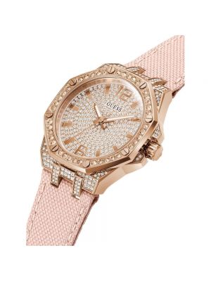 Relojes de nailon de cristal Guess rosa