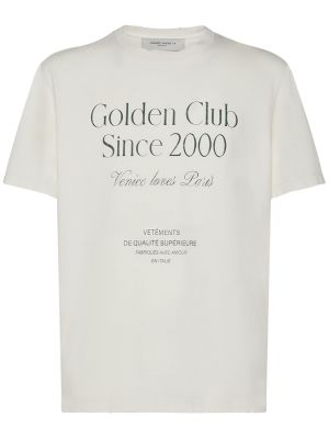 Kokvilnas t-krekls Golden Goose balts