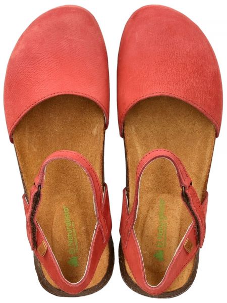 Sandales à lanières à scratch en cuir El Naturalista rouge