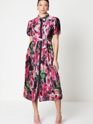 Плиссированное платье-рубашка в цветочек с принтом Coast черное