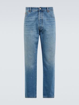 Puuvillased kitsa lõikega teksapüksid Valentino sinine