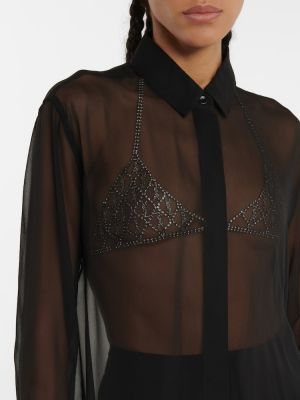 Průsvitná hedvábná košile Saint Laurent černá