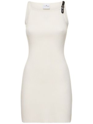 Mini vestido de viscosa de punto Courrèges blanco