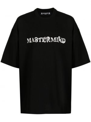 Černé bavlněné tričko s potiskem Mastermind Japan