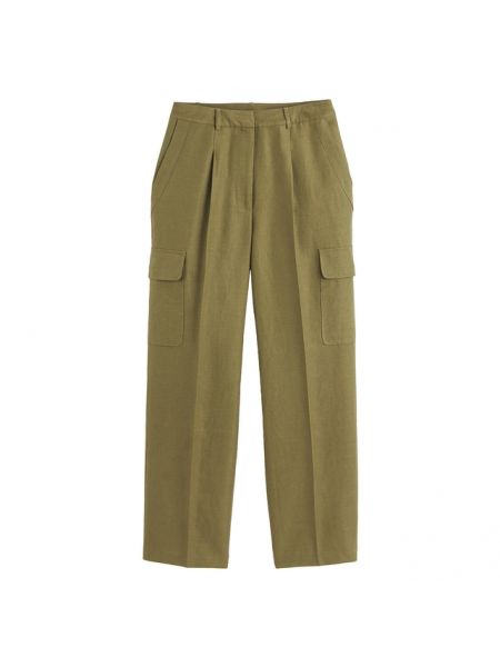 Pantalones de lino de algodón con bolsillos La Redoute Collections verde