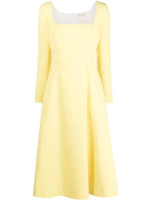 Vlněné midi šaty s dlouhými rukávy Emilia Wickstead - žlutá