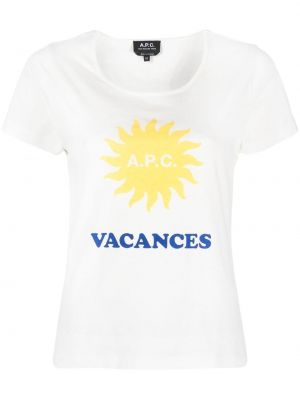 Majica s potiskom A.p.c. bela