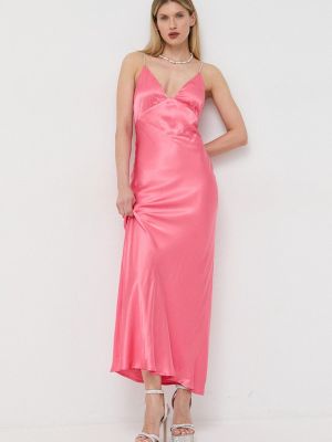 Růžové dlouhé šaty Bardot