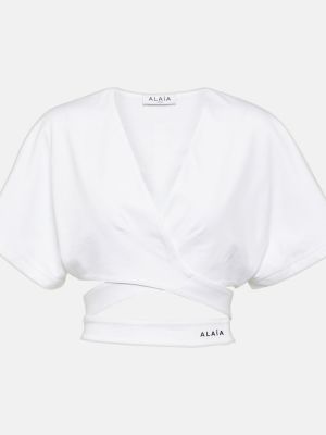 Bavlněný crop top jersey Alaïa bílý