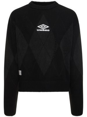 Аргайл памучен пуловер Umbro черно