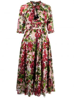 Mustriline lilleline puuvillased kleit Samantha Sung roosa