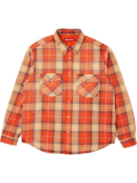 Фланелевая стеганая рубашка Supreme оранжевая