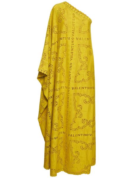 Krajkové dlouhé šaty Valentino žluté