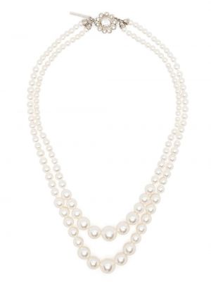 Ogrlica z perlami Alessandra Rich bela