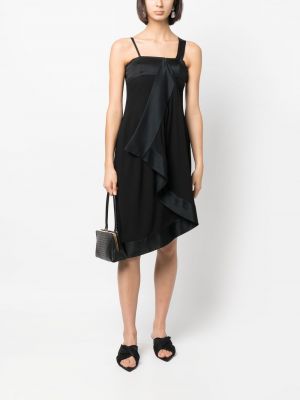 Drapované asymetrické šaty Christian Dior černé