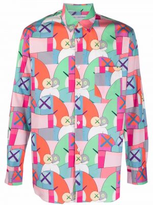 Trykt bomull skjorte Comme Des Garcons Shirt rosa