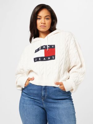 Pulover Tommy Jeans Curve alb