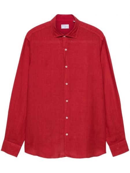 Λινό πουκάμισο Fedeli κόκκινο