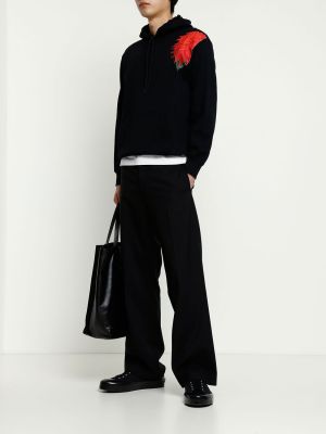 Bavlněná mikina s kapucí Yohji Yamamoto černá