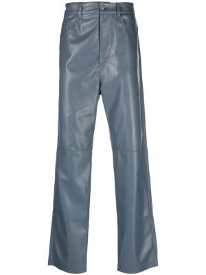 Kožené rovné kalhoty Nanushka modré