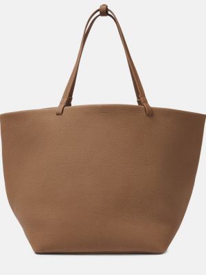 Кожаная большая сумка-тоут в стиле парка размера xl The Row коричневый