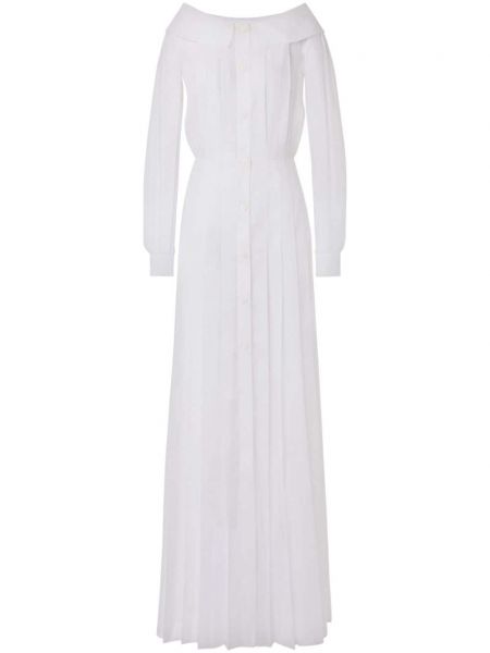 Rochie de seară din bumbac plisată Alberta Ferretti alb