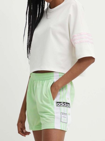 Kraťasy s vysokým pasem s aplikacemi Adidas Originals zelené