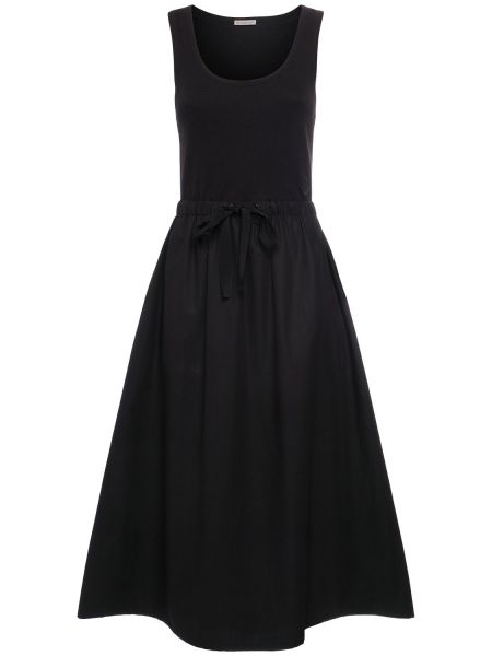 Pamučna midi haljina Moncler crna