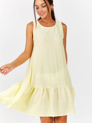 Αμάνικο φόρεμα με βολάν Armonika κίτρινο
