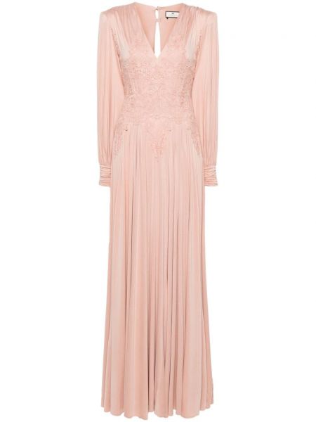 Růžové krajkové večerní šaty Elisabetta Franchi