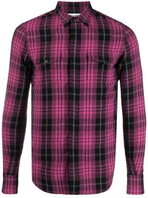 Camisa a cuadros manga larga Saint Laurent rosa