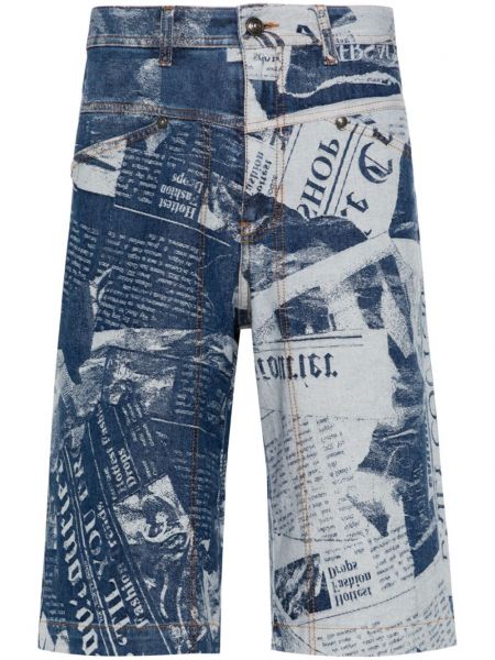 Džínové šortky s potiskem Versace Jeans Couture modré