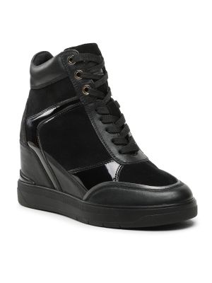 Sneakersy skórzane Geox czarne